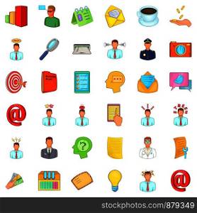 Business letter icons set. Cartoon style of 36 business letter vector icons for web isolated on white background. Business letter icons set, cartoon style