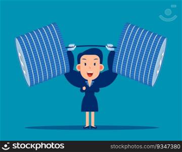 Business lifting money weight. Business vector illustration concept