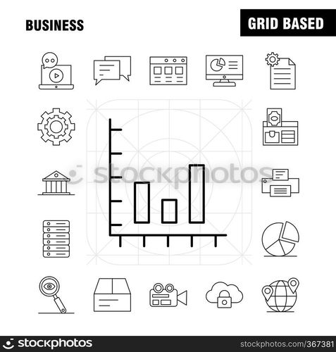 Business Line Icon for Web, Print and Mobile UX/UI Kit. Such as  Business, Dollar, Online, Payment, File, Business, Office, Business, Pictogram Pack. - Vector