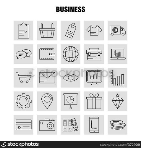 Business Line Icon for Web, Print and Mobile UX/UI Kit. Such as: World, Gift, Delivery, Transport, Gift, Box, Deliver, Camera, Pictogram Pack. - Vector