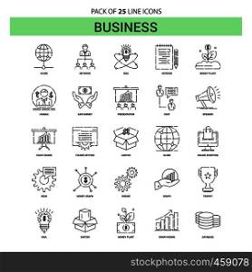 Business Line Icon Set - 25 Dashed Outline Style