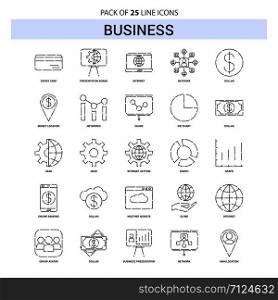 Business Line Icon Set - 25 Dashed Outline Style