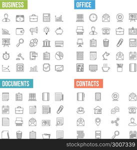 Business Line Icons. Business, office, documents and contacts line icons, vector eps10 illustration