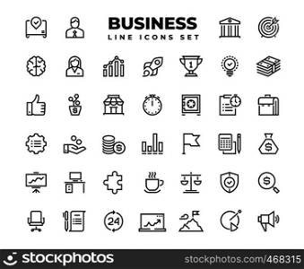 Business line icons. Finance target service support career award presentation idea strategy solution. Business professional successful outline vector set. Business line icons. Finance target service support career award presentation idea strategy solution. Business vector set