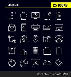 Business  Line Icons Set For Infographics, Mobile UX/UI Kit And Print Design. Include  Network, Internet, Sharing, Networking, Monitor, Share, Search, Computer, Collection Modern Infographic Logo and Pictogram. - Vector