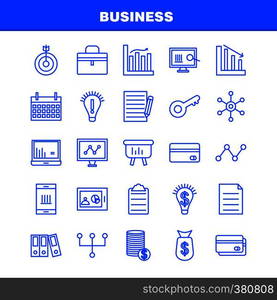 Business Line Icons Set For Infographics, Mobile UX/UI Kit And Print Design. Include: Globe, Internet, Network, Vector, Passport, Euro, Book, Document, Collection Modern Infographic Logo and Pictogram. - Vector