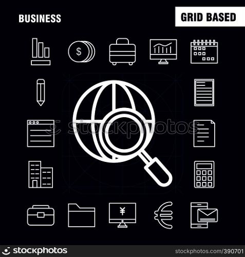 Business Line Icons Set For Infographics, Mobile UX/UI Kit And Print Design. Include: Cloud, Money, Dollar, Coin, Gear, Money, Idea, Bulb, Collection Modern Infographic Logo and Pictogram. - Vector