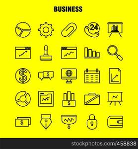 Business Line Icons Set For Infographics, Mobile UX/UI Kit And Print Design. Include: Vector, Graph, Lines, Education, Coffee, Tea, Food, Meal, Collection Modern Infographic Logo and Pictogram. - Vector