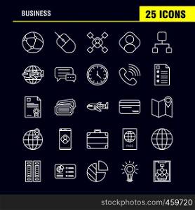 Business Line Icons Set For Infographics, Mobile UX/UI Kit And Print Design. Include: Laptop Graph, Graph, Laptop, Computer, Dart Game, Focus, Eps 10 - Vector