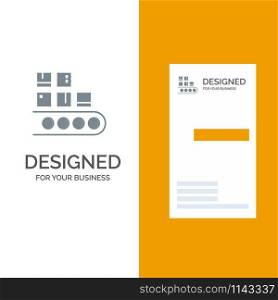 Business, Line, Management, Product, Production Grey Logo Design and Business Card Template
