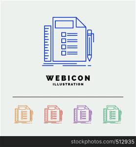 Business, list, plan, planning, task 5 Color Line Web Icon Template isolated on white. Vector illustration. Vector EPS10 Abstract Template background