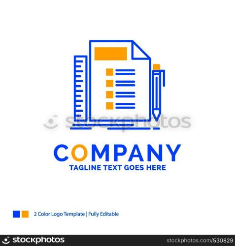 Business, list, plan, planning, task Blue Yellow Business Logo template. Creative Design Template Place for Tagline.