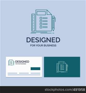 Business, list, plan, planning, task Business Logo Line Icon Symbol for your business. Turquoise Business Cards with Brand logo template. Vector EPS10 Abstract Template background
