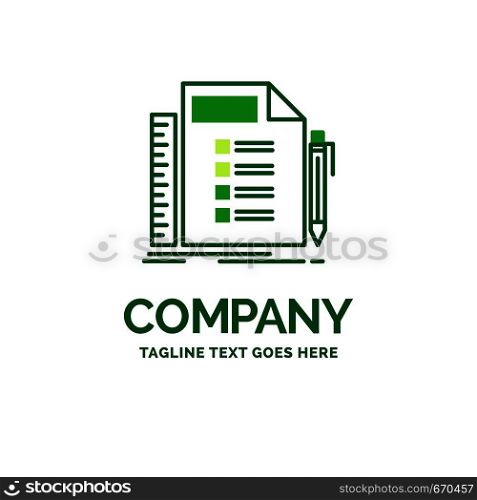 Business, list, plan, planning, task Flat Business Logo template. Creative Green Brand Name Design.