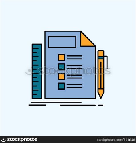 Business, list, plan, planning, task Flat Icon. green and Yellow sign and symbols for website and Mobile appliation. vector illustration. Vector EPS10 Abstract Template background