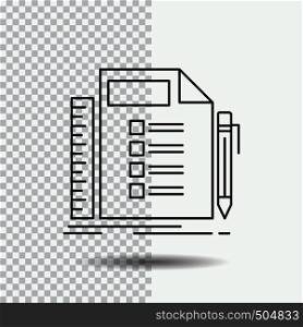 Business, list, plan, planning, task Line Icon on Transparent Background. Black Icon Vector Illustration. Vector EPS10 Abstract Template background