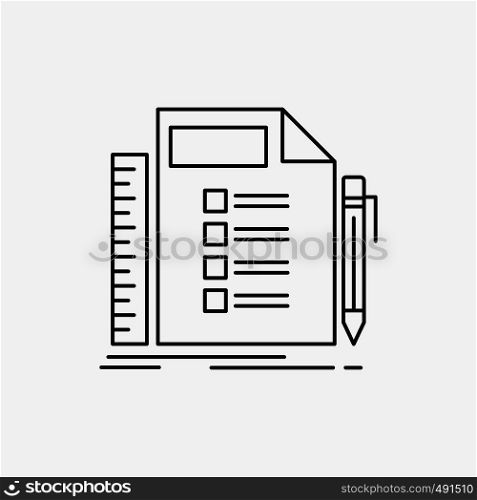Business, list, plan, planning, task Line Icon. Vector isolated illustration. Vector EPS10 Abstract Template background