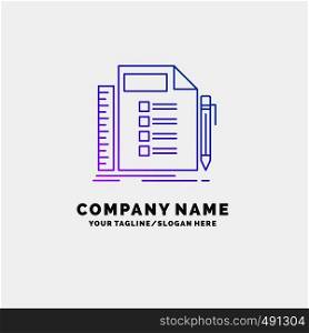 Business, list, plan, planning, task Purple Business Logo Template. Place for Tagline. Vector EPS10 Abstract Template background
