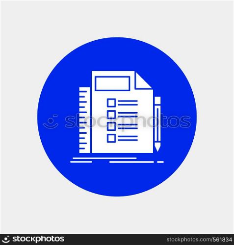 Business, list, plan, planning, task White Glyph Icon in Circle. Vector Button illustration. Vector EPS10 Abstract Template background