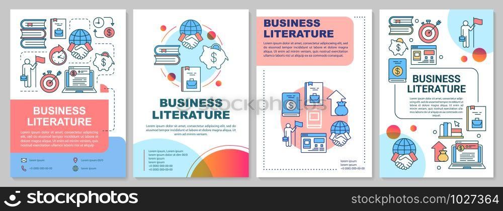 Business literature brochure template. Flyer, booklet, leaflet print, motivational book, cover design with linear illustrations. Vector page layouts for magazines, annual reports, advertising posters