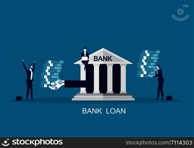 Business Loan Offer, Bank Investments Proposal, Refinancing Opportunity Flat Vector Concept. Businessman, approve cash from bank