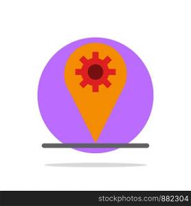Business, Location, Map, Gear Abstract Circle Background Flat color Icon