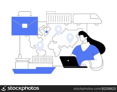 Business logistics abstract concept vector illustration. Smart logistics technologies, commercial delivery service, worldwide business transportation, global product shipment abstract metaphor.. Business logistics abstract concept vector illustration.