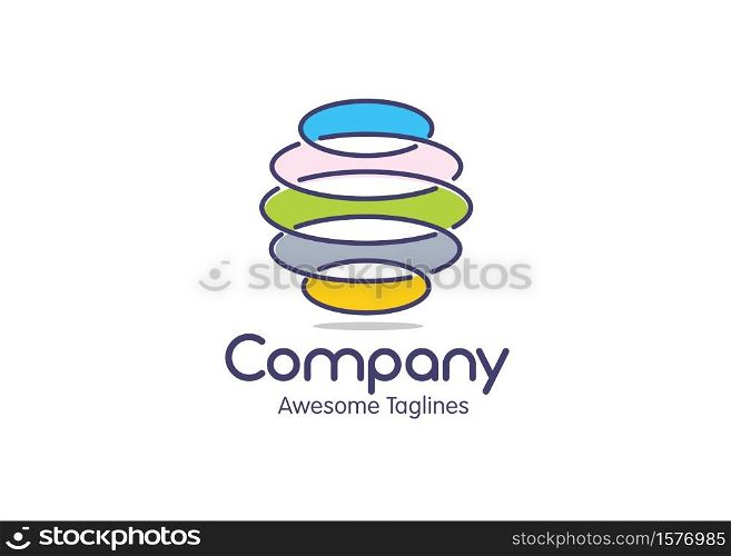 Business logo, abstract modern icon in shape of connected ellipse color , modern tech sign, creative idea