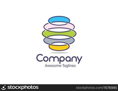 Business logo, abstract modern icon in shape of connected ellipse color , modern tech sign, creative idea