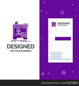 Business Logo for 3d, dimensional, machine, printer, printing. Vertical Purple Business / Visiting Card template. Creative background vector illustration. Vector EPS10 Abstract Template background
