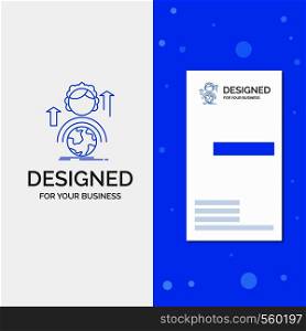 Business Logo for abilities, development, Female, global, online. Vertical Blue Business / Visiting Card template. Vector EPS10 Abstract Template background