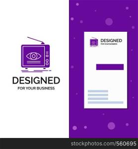 Business Logo for Ad, broadcast, marketing, television, tv. Vertical Purple Business / Visiting Card template. Creative background vector illustration. Vector EPS10 Abstract Template background