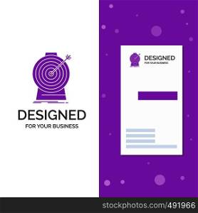 Business Logo for Aim, focus, goal, target, targeting. Vertical Purple Business / Visiting Card template. Creative background vector illustration. Vector EPS10 Abstract Template background