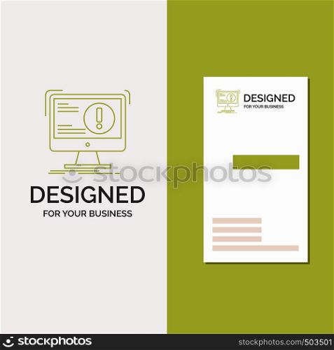 Business Logo for Alert, antivirus, attack, computer, virus. Vertical Green Business / Visiting Card template. Creative background vector illustration. Vector EPS10 Abstract Template background