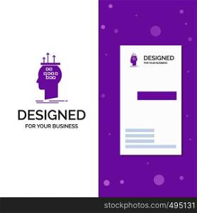 Business Logo for Algorithm, brain, conclusion, process, thinking. Vertical Purple Business / Visiting Card template. Creative background vector illustration. Vector EPS10 Abstract Template background