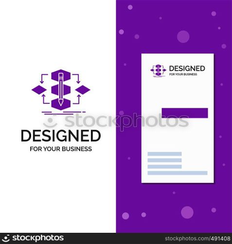 Business Logo for Algorithm, design, method, model, process. Vertical Purple Business / Visiting Card template. Creative background vector illustration. Vector EPS10 Abstract Template background
