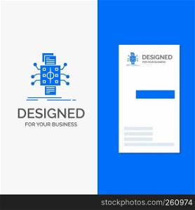 Business Logo for Analysis, data, datum, processing, reporting. Vertical Blue Business / Visiting Card template.