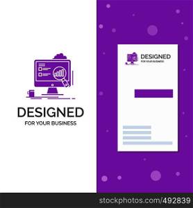 Business Logo for analytics, board, presentation, laptop, statistics. Vertical Purple Business / Visiting Card template. Creative background vector illustration. Vector EPS10 Abstract Template background