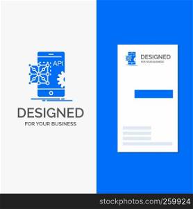 Business Logo for Api, Application, coding, Development, Mobile. Vertical Blue Business / Visiting Card template.