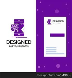 Business Logo for Api, Application, coding, Development, Mobile. Vertical Purple Business / Visiting Card template. Creative background vector illustration. Vector EPS10 Abstract Template background