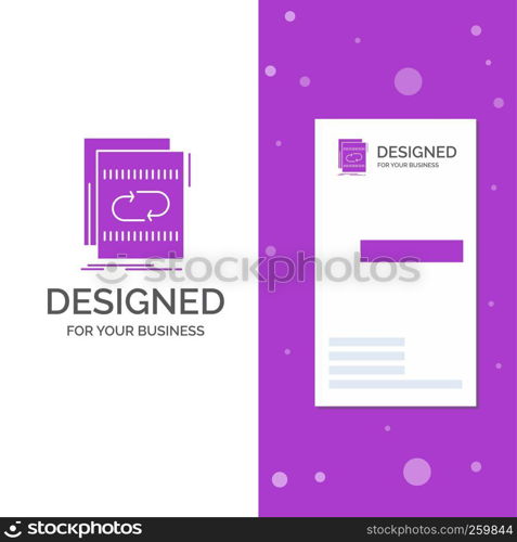 Business Logo for Audio, file, loop, mix, sound. Vertical Purple Business / Visiting Card template. Creative background vector illustration