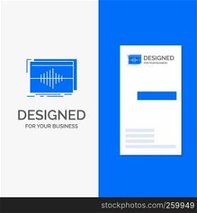 Business Logo for Audio, frequency, hertz, sequence, wave. Vertical Blue Business / Visiting Card template.