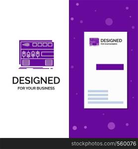 Business Logo for Audio, mastering, module, rackmount, sound. Vertical Purple Business / Visiting Card template. Creative background vector illustration. Vector EPS10 Abstract Template background