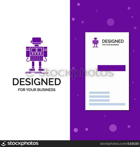 Business Logo for autonomous, machine, robot, robotic, technology. Vertical Purple Business / Visiting Card template. Creative background vector illustration. Vector EPS10 Abstract Template background
