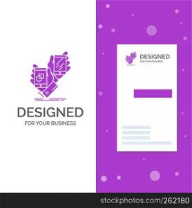 Business Logo for Awareness, brand, package, placement, product. Vertical Purple Business / Visiting Card template. Creative background vector illustration