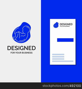 Business Logo for Baby, pregnancy, pregnant, obstetrics, fetus. Vertical Blue Business / Visiting Card template.. Vector EPS10 Abstract Template background