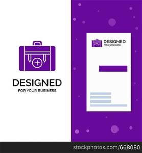 Business Logo for bag, camping, health, hiking, luggage. Vertical Purple Business / Visiting Card template. Creative background vector illustration. Vector EPS10 Abstract Template background