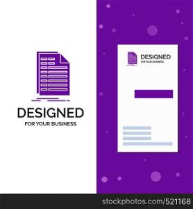 Business Logo for Bill, excel, file, invoice, statement. Vertical Purple Business / Visiting Card template. Creative background vector illustration. Vector EPS10 Abstract Template background
