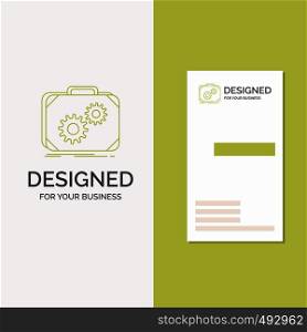 Business Logo for Briefcase, case, production, progress, work. Vertical Green Business / Visiting Card template. Creative background vector illustration. Vector EPS10 Abstract Template background