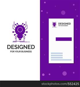 Business Logo for Bug, insect, spider, virus, App. Vertical Purple Business / Visiting Card template. Creative background vector illustration. Vector EPS10 Abstract Template background